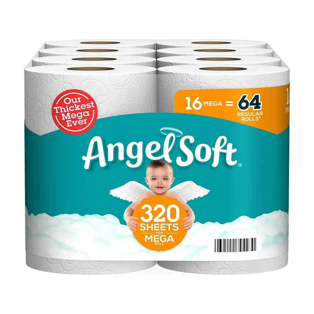 Angel Soft Mega Toilet Paper, 2-Ply, White, 320 Sheets/Roll, 16 Rolls/Case (79423/01) - Image 2