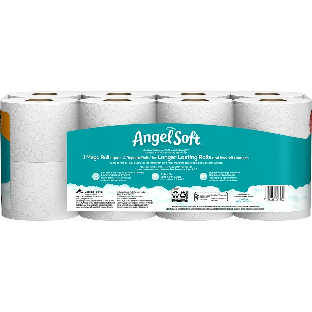 Angel Soft Mega Toilet Paper, 2-Ply, White, 320 Sheets/Roll, 16 Rolls/Case (79423/01) - Image 3