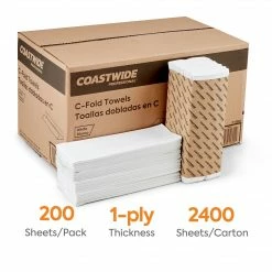 Coastwide Professional™ C-Fold Paper Towels, 1-Ply, 200 Sheets/Pack, 2400/Carton (CW58047)