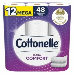 Cottonelle Ultra ComfortCare 2-Ply Standard Toilet Paper, White, 268 Sheets/Roll, 12 Mega Rolls/Pack