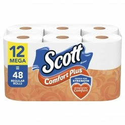 Scott ComfortPlus Mega Rolls 1-Ply Standard Toilet Paper, White, 462 Sheets/Roll, 12 Rolls/Case (47631)