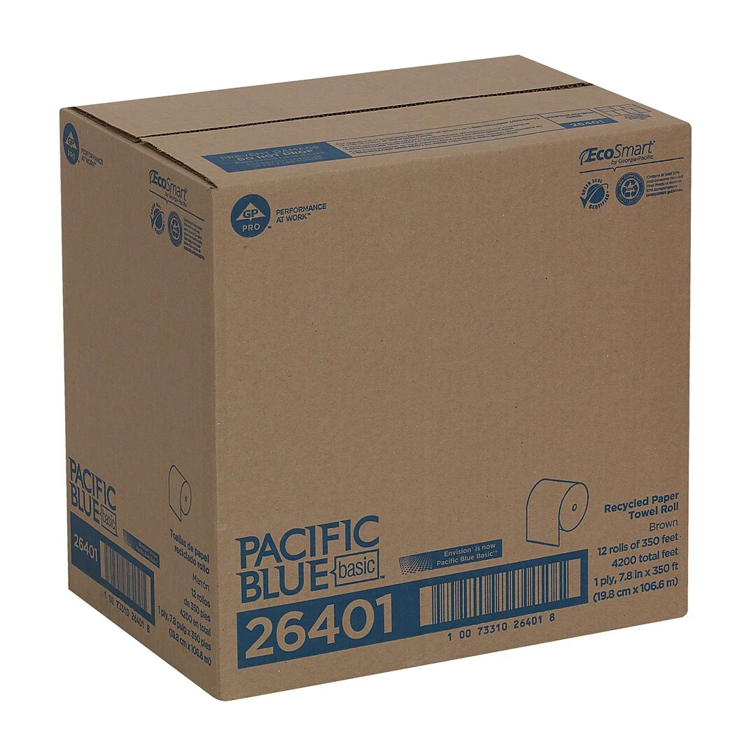 Pacific Blue Basic Recycled Hardwound Paper Towels, 12 Rolls/Carton (26401) - Image 5