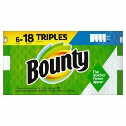 Bounty Select-A-Size Kitchen Rolls Paper Towel, 2-Ply, White, 147 Sheets/Roll, 6 Triple Rolls/Carton (67001)