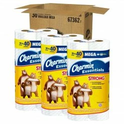 Charmin Essentials Soft Toilet Paper, 1-Ply, White, 352 Sheets/Roll, 10 Rolls/Pack, 3 Packs/Case (67355)