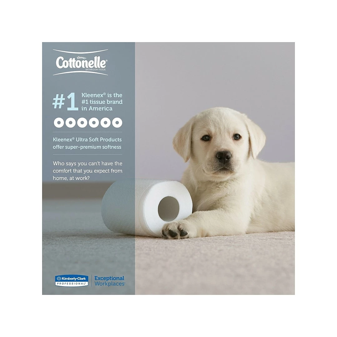 Cottonelle CleanCare 1-Ply Standard Toilet Paper, White, 150 Sheets/Roll, 12 Rolls/Pack (12456) - Image 7