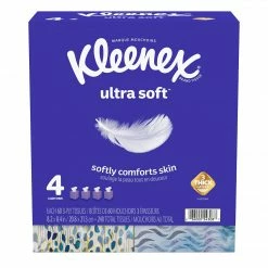 Kleenex Ultra Soft Facial Tissue, 3-Ply, 60 Sheets/Box, 4 Boxes/Pack (50173)
