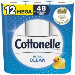 Cottonelle Ultra CleanCare 1-Ply Standard Toilet Paper, 312 Sheets/Roll, 12 Rolls/Case (47804)