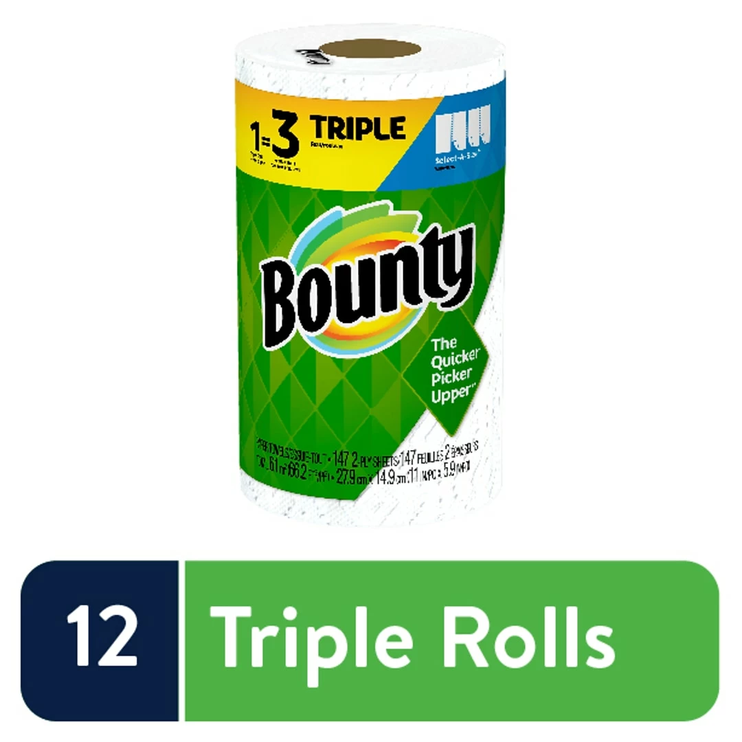 Bounty Select-A-Size Kitchen Rolls Paper Towel, 2-Ply, White, 147 Sheets/Roll, 12 Triple Rolls/Carton (66980) - Image 2