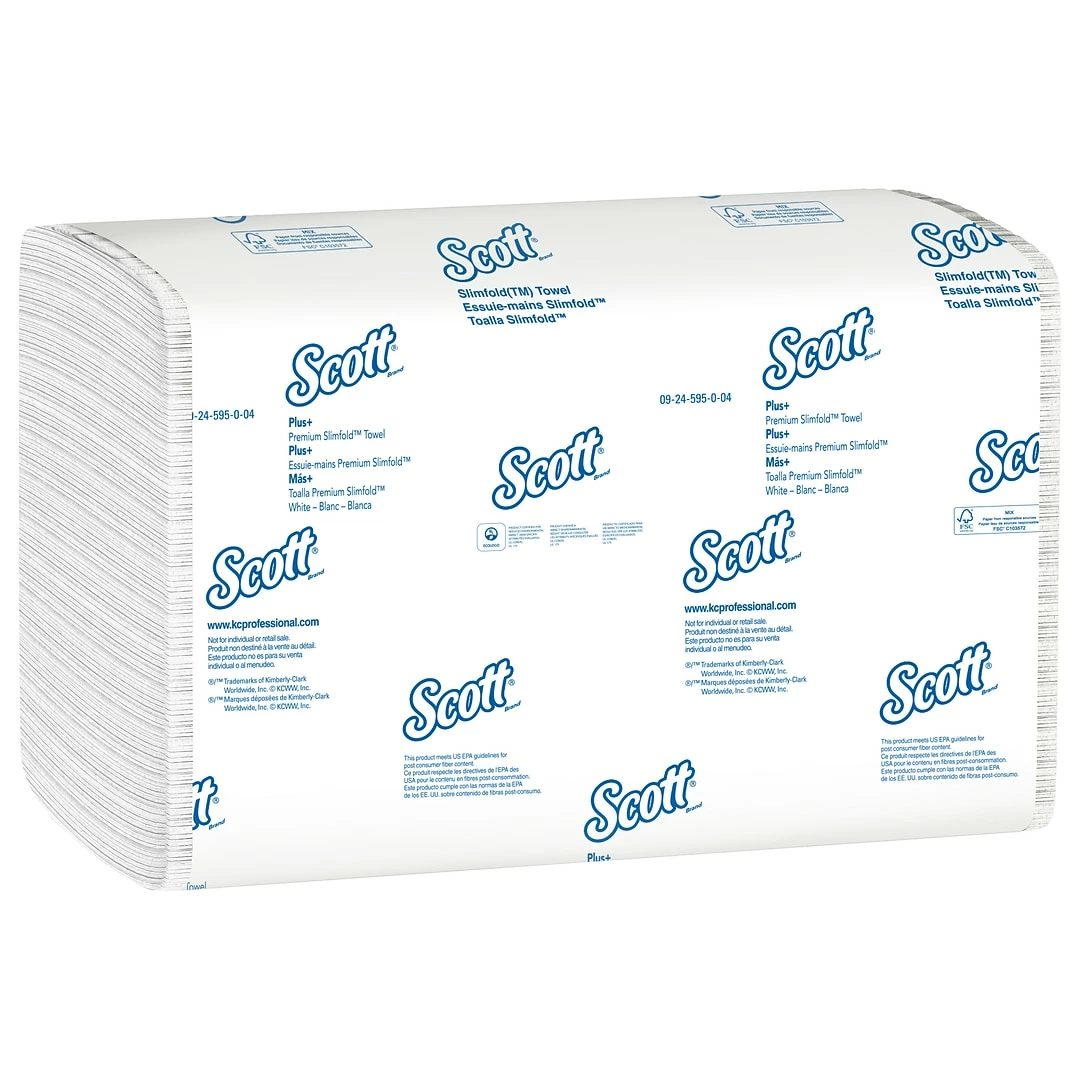 Scott Control Plus+ Slimfold Recycled Multifold Paper Towels, 1-ply, 90 Sheets/Pack, 24 Packs/Carton (04442)
