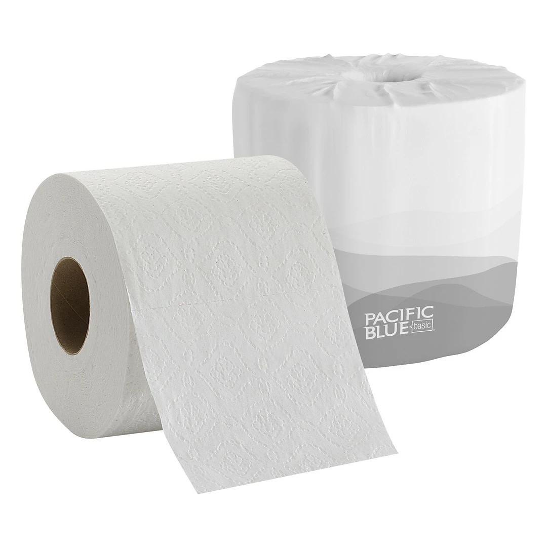 Pacific Blue Basic Standard Toilet Paper, 2-Ply, White, 550 Sheets/Roll, 80 Rolls/Carton (19880/01) - Image 3