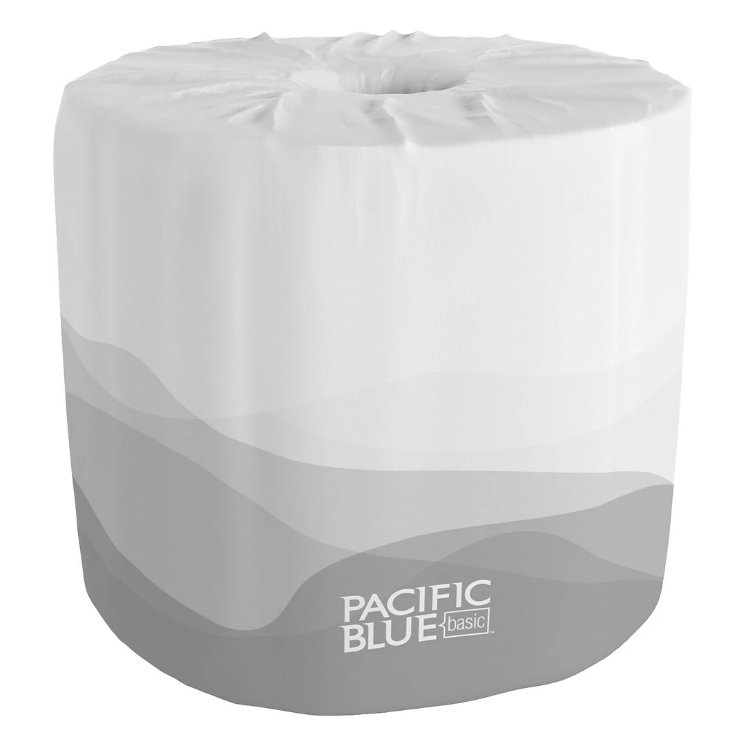 Pacific Blue Basic Standard Toilet Paper, 2-Ply, White, 550 Sheets/Roll, 80 Rolls/Carton (19880/01) - Image 4