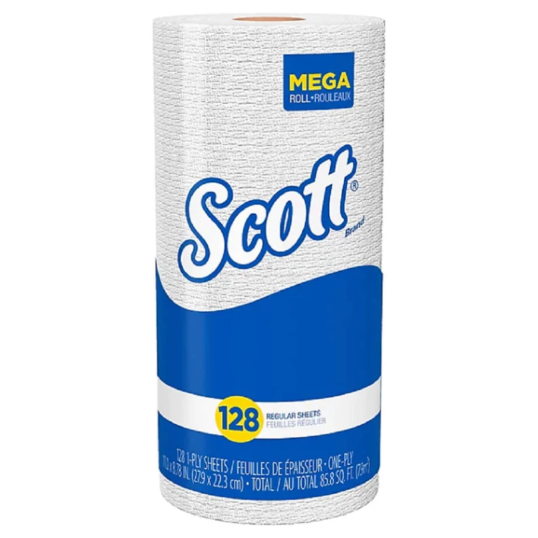 Scott Recycled Paper Towels, 1-ply, 128 Sheets/Roll, 20 Rolls/Pack (41482) - Image 2