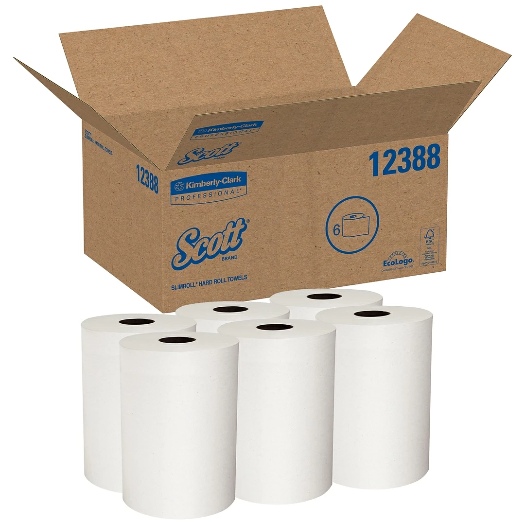 Scott SLIMROLL Recycled Hardwound Paper Towels, 1-ply, 580 Ft./Roll, 6 Rolls/Carton (12388) - Image 2