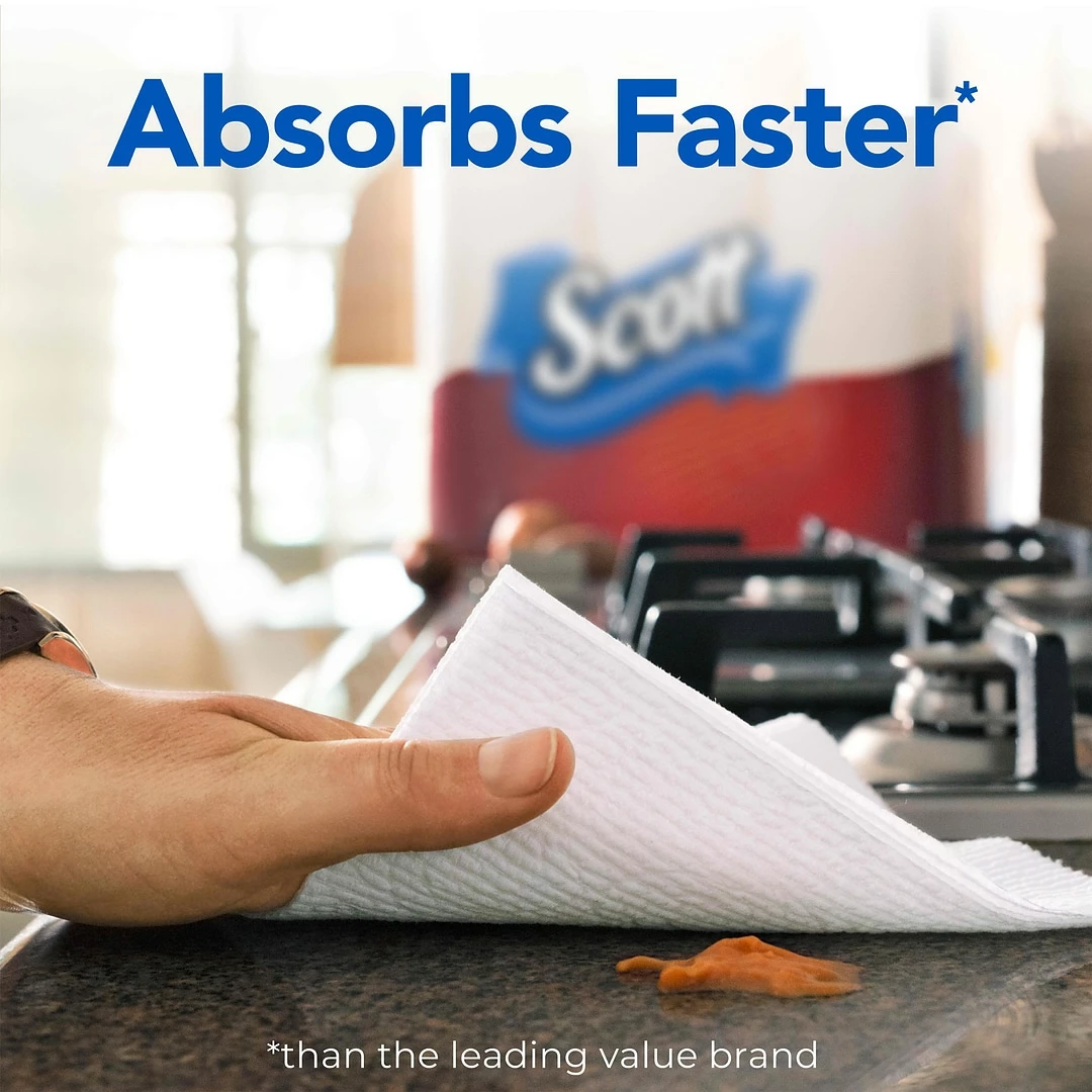 Scott Choose-A-Sheet Kitchen Roll Paper Towels, 1-ply, 102 Sheets/Roll, 12 Mega Rolls/Pack (38869) - Image 2