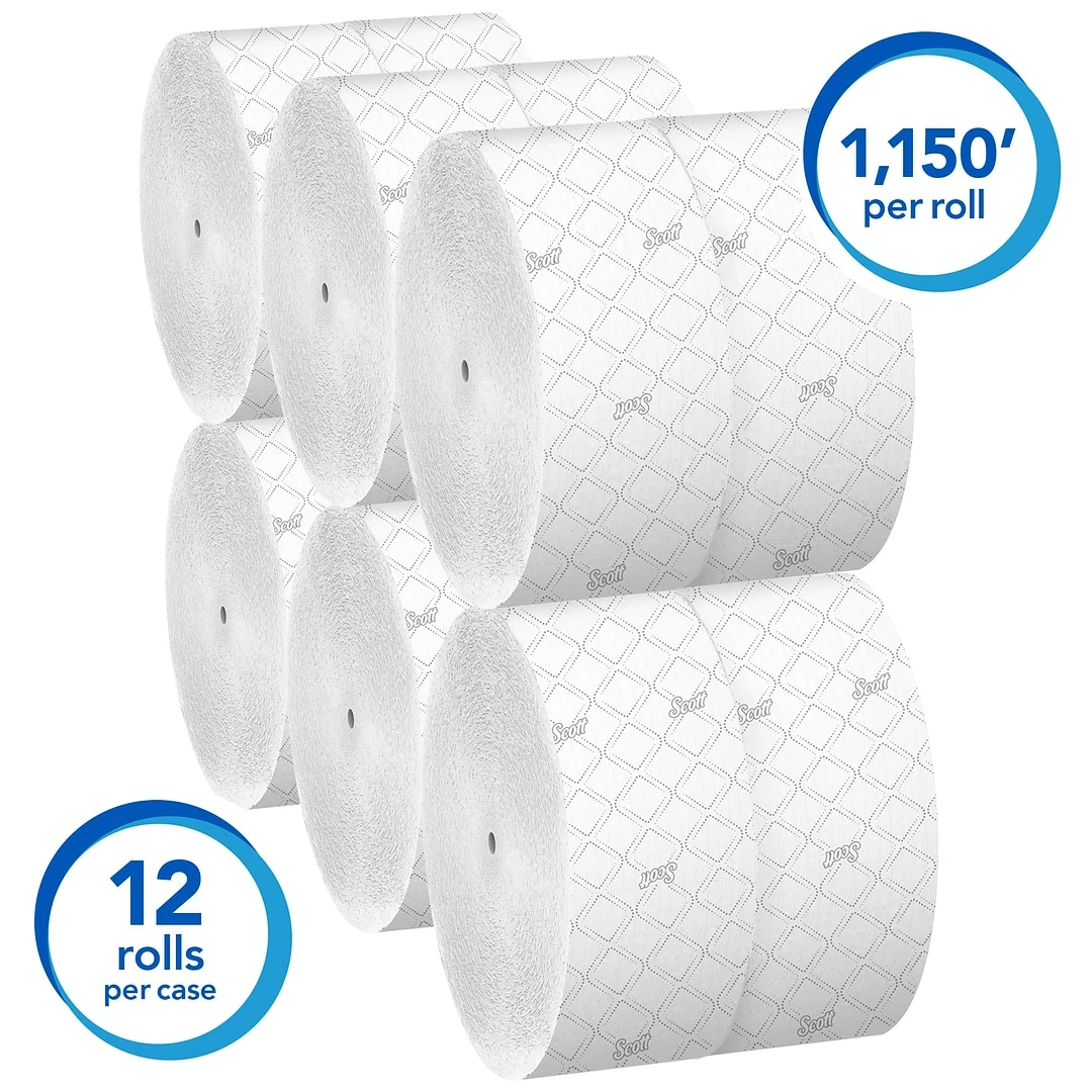 Scott Essential JRT Coreless Toilet Paper, 2-Ply, White, 12 Rolls/Carton (07006) - Image 2